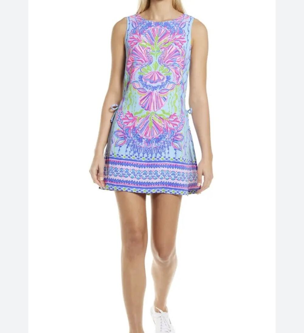 Lilly Pulitzer Donna Shift Romper Sea Shellabration Size 10 Beach Summer Floral